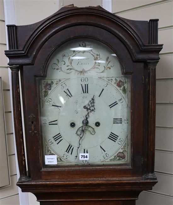 A Burton of Eastry. A late 18th century oak eight day longcase clock, H.197cm